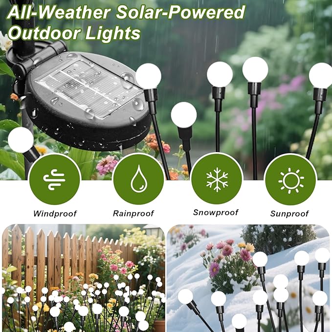 6 Packs Solar Firefly Lights, 48 LED Warm Solar Walkway Lights Outdoor, Waterproof Swaying Light Garden Decor with 2 Modes, Lawn Light for Front Yard Backyard Yard and Pathway