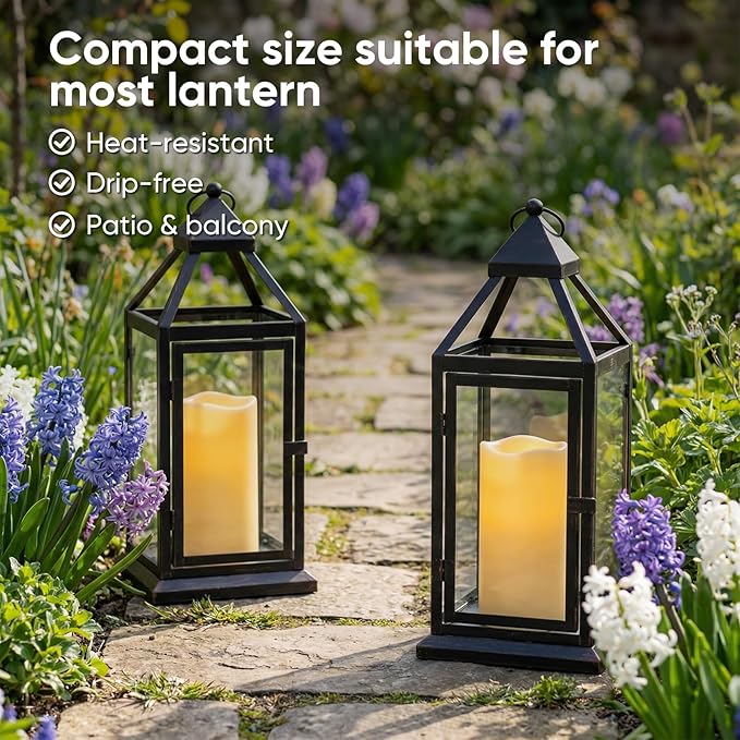 Amagic Waterproof Outdoor Flameless Candles with Timer, Battery Operated Candles with Remote Control, Electric LED Pillar Candle for Outside Patio, Garden, Wedding Decor, D3 x H4 5" 6", Set of 9