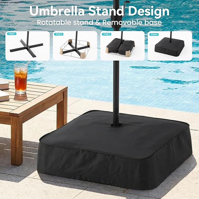 COSIEST 8 * 13FT Cantilever Patio Umbrella with Base,Large Rectangle Offset Umbrella，Heavy Duty Double-Sided Table Market Umbrella for Garden, Pool, Deck Shade, Khaki