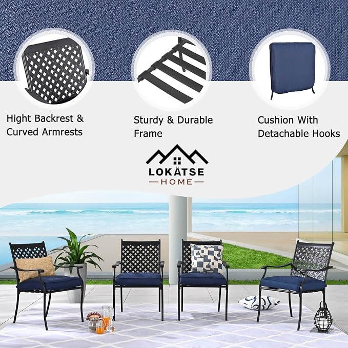 LOKATSE HOME 5-Piece Outdoor Patio Metal Dining Set