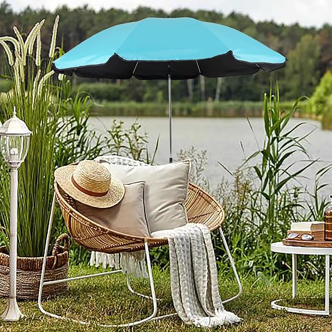 Beach Chair Umbrella with Universal Clamp,360° Adjustable Sunshade Umbrella,Clip on Parasols for Patio,Wheelchairs,Golf Carts