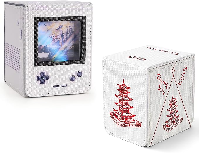 Venssu White Retro Gaming Console Appearance Deck Box and Chinese Takeout Deck Box Bundle