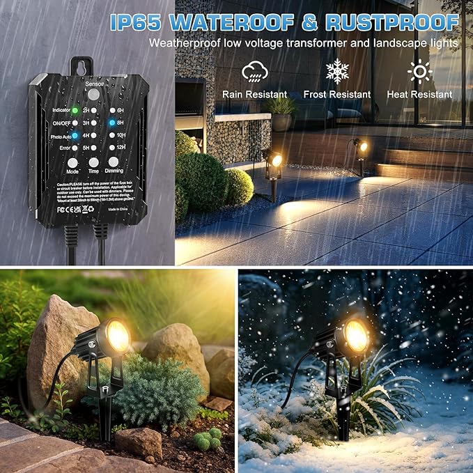 All-in-One Low Voltage Landscape Lighting Kit, 8-Pack Landscape Lights with Transformer, 3000K Waterproof Outdoor Lights with 75FT Wire for Yard, Garden