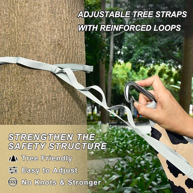 Camping Hammock Outdoor Hammocks for Outside Light Yellow Cow Beach Trees Portable Lightweight with Pockets Tree Straps Indoor