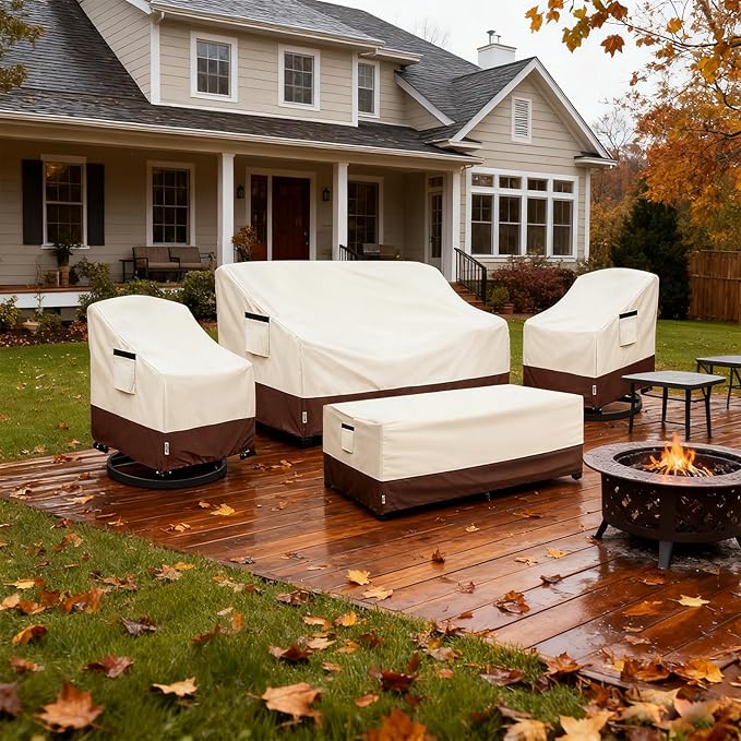 Patio Furniture Covers Set 4 Piece,600d Heavy Duty Outdoor Furniture Covers Waterproof for Outdoor Couch,Lawn Chair,Coffee Table(Small,lack)