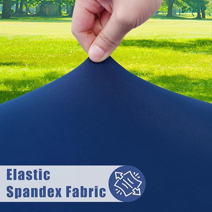 Moosfor Spandex 6 Foot Rectangle Table Cloth 2 Pack, Elastic Fitted Tablecloths for Picnic, Stretch Washable Patio Table Cover for Outdoor, Camping, Banquet and Parties (Navy, 18"x72")