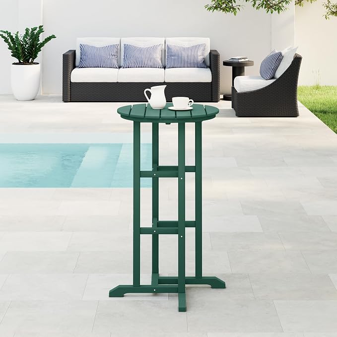 WestinTrends Malibu 42" Counter Height Round Outdoor Patio Bistro Bar Table, Dark Green