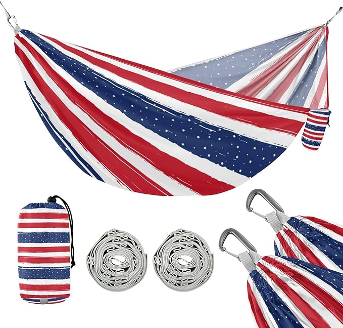 Stripes Pattern Star Red Blue 330lb Capacity Outdoor Hammocks Hanging Hammock for Outside Patio Garden Base para hamacas para adultos