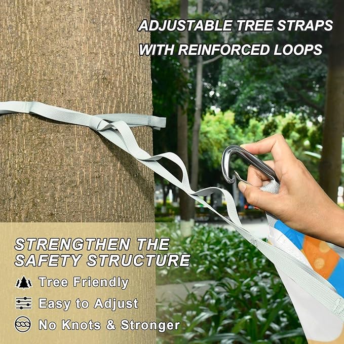 Blue White Striped Sea Starfish 330lb Capacity Camping Hammock Tree Hammock for Outside Patio Garden Bases para hamacas para adultos