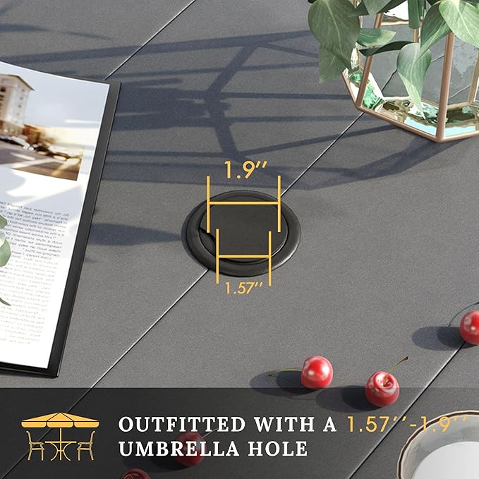 VICLLAX 5 Pieces Patio Dining Set, 4 Seats Outdoor Furniture Set Includes 40.2" Square Outdoor Dining Table and 4 Swivel Patio Chairs, Grey Tabletop and Fabric