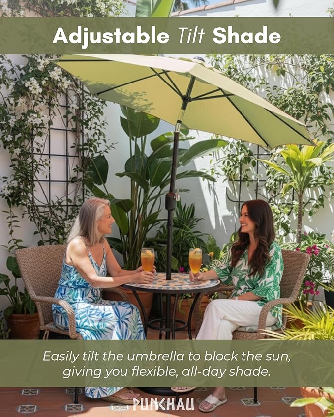 6 Ft Outdoor Patio Umbrella with Aluminum Pole, Easy Open/Close Crank and Push Button Tilt Adjustment - Sage Green Market Umbrellas