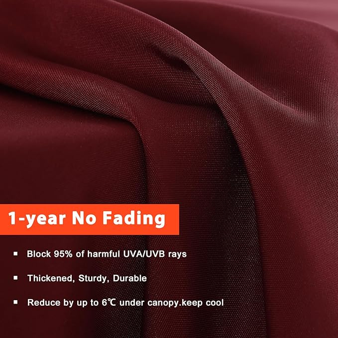 MASTERCANOPY Patio Umbrella 10 ft Replacement Canopy for 8 Ribs-Burgundy Canopy Only