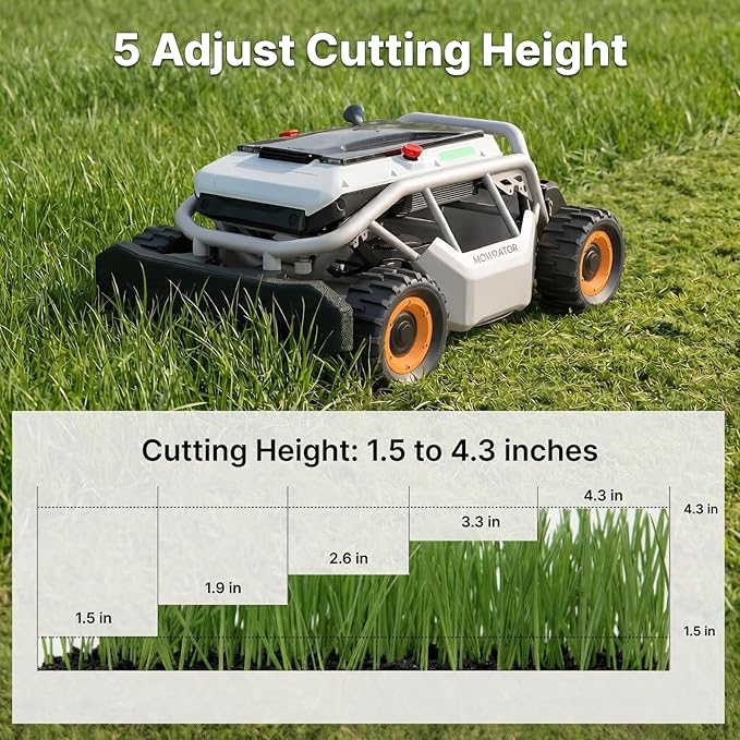 Mowrator S1 4WD 18Ah Remote Control Lawn Mower with Wide Wheels, All-Season Yard Care, 85% (40°) Slope Climbing, with Leaf Shredding Vacuum, 21" Width, 1.5–4.3" Cutting Height, Up to 1.12 Acres