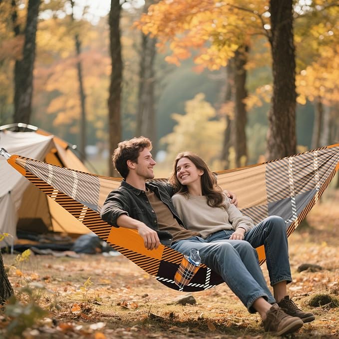Orange Brown Square 330lb Capacity Hammocks for Camping with Portabl Carry Bag Indoor Hammock for Patio Backyard Lounge Base hamaca de Algodon para Jardin