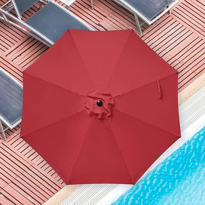 iPower 9ft Patio Umbrella Outdoor Table Umbrellas with 8 Sturdy Ribs, Push Button Tilt and Crank for Yard, Pool and Garden