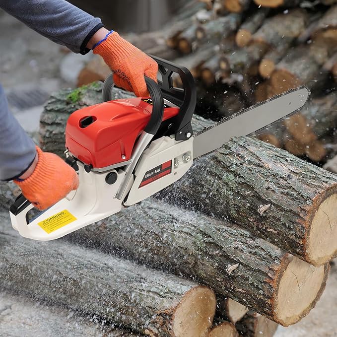 Gas Chainsaw, 2 Stroke Gas Powered Chainsaw, Gasoline Chainsaw Handheld Cordless Petrol Chain Saws for Tree Cutting, Gardens, Farms (20 Inch 52CC)