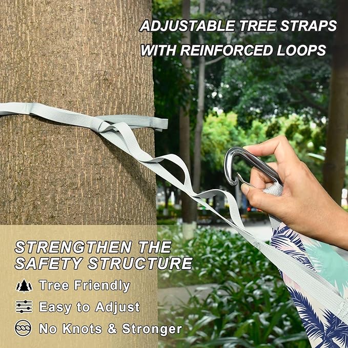 Camping Hammock Outdoor Hammocks for Outside Palm Trees Pinks Green Blue Beach Trees Portable Lightweight with Pockets Tree Straps Indoor