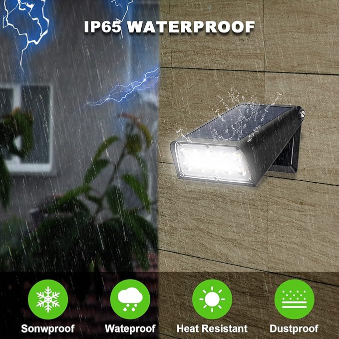 Solar Lights Outdoor with Lights Reflector&2 Lighting Modes, Solar Security Spot Lights 90° Adjustable, IP65 Waterproof Solar Powered Wall Lights for Garden/Patio/Yard/Deck/Pool Area, 8-Pack
