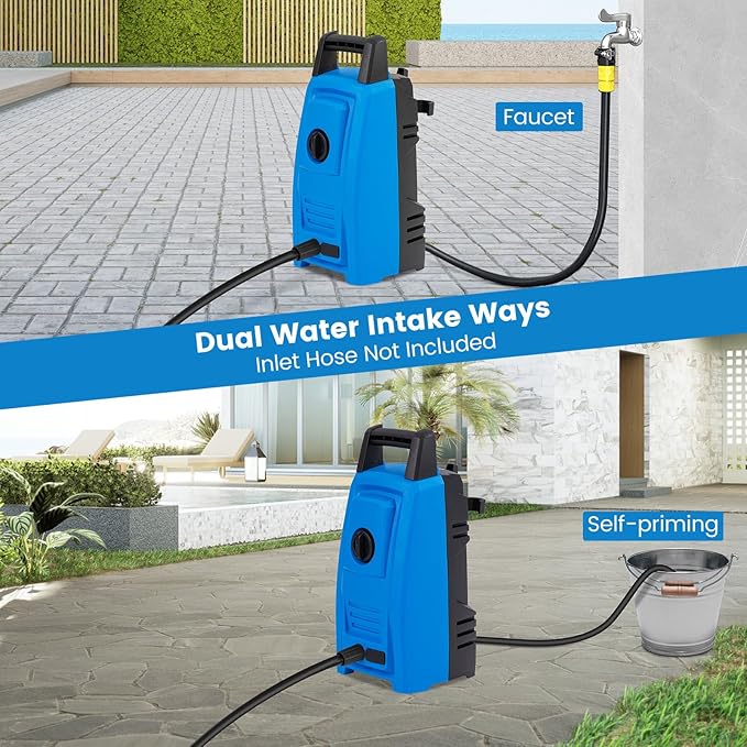 COSTWAY Electric Pressure Washer, Max 1900 PSI 1.8 GPM Power Washer with 4 Nozzles, Foam Bottle & Spray Gun, Portable Pressured Cleaner with 35.5 ft Power Cord & 20 ft Hose for Cars, Siding, Driveways