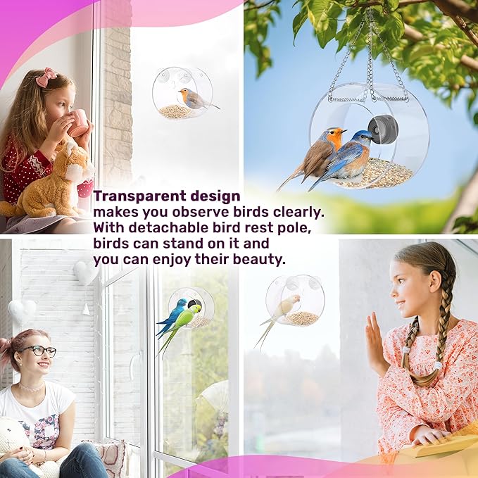 Bird Feeder with Camera Smart Backyard House Camera with Live View Instant Arrival Alerts Auto Capture Video Outside Wild Watching cam Gift for Bird Lovers