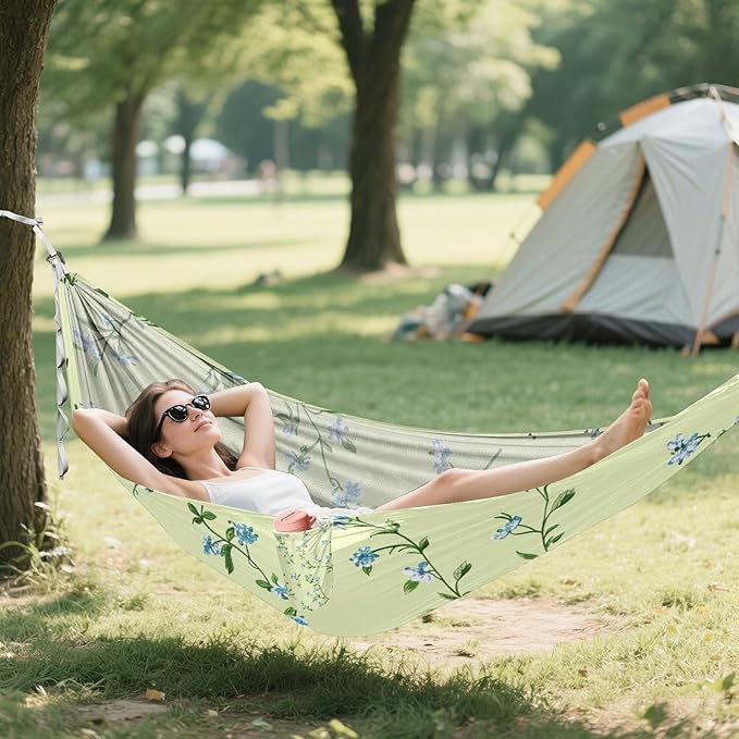 Turquoise Vintage Flowers 330lb Capacity Hammocks for Camping with Hanging Rope Hanging Hammock for Indoor Outdoor Patio capas para la Lluvia