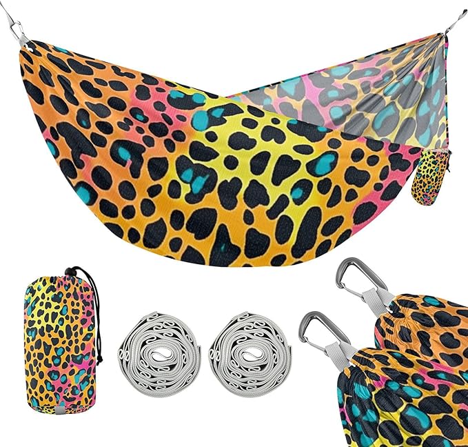 Colorful Animal Print Cleetah 330lb Capacity Outdoor Hammocks Portable Hammock for Outside Patio Garden Base para poner hamaca