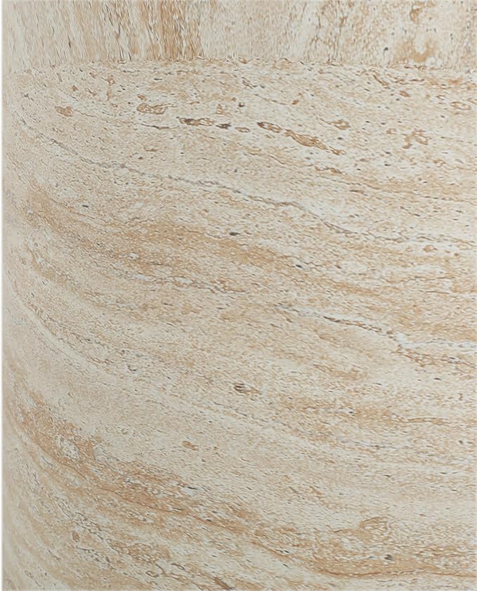 Outdoor Side Table Faux Marble End Table Travertine End Tables Concrete Side Tables Faux Stone Small Coffee Tables for Patio, Garden Stool Plant Stand for Porch Backyard, 15.5"*16" Cylindrical Beige