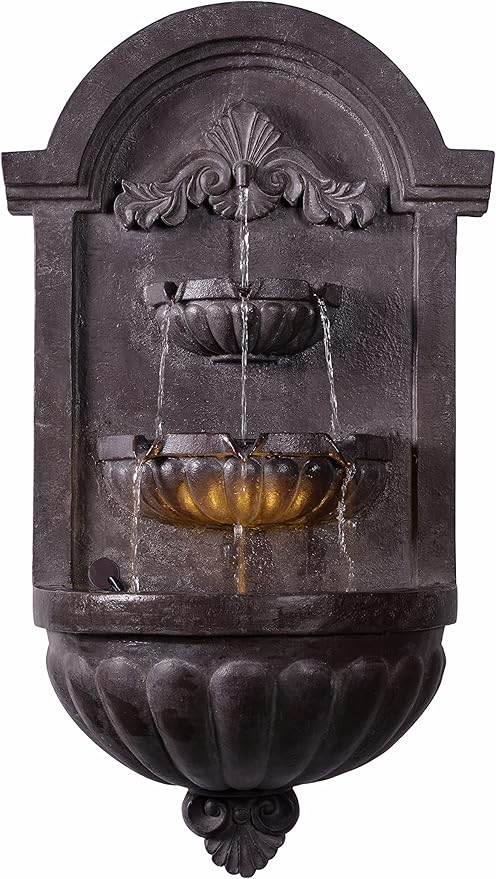Kenroy Home San Pablo Indoor/ Outdoor Wall Fountain with Bronze Finish, Classic Style, 35" Height, 9" Width, 19.5" Depth