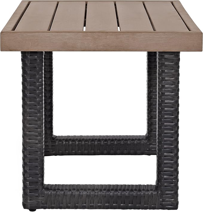 Crosley Furniture Beaufort Beaufort All Weather Rattan Wicker Outdoor Side Table for Patio, Deck, Porch, Brown