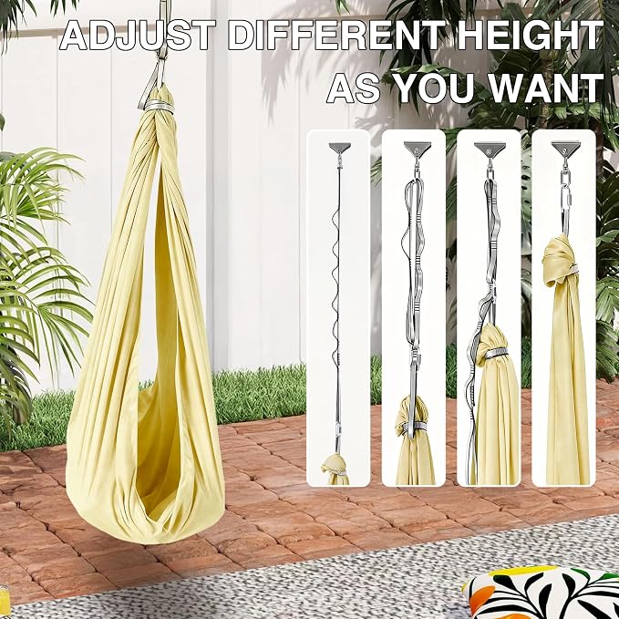 Sensory Swing, Indoor Outdoor Cuddle Hammock for Kids and Adults, with Heavy Duty Hardware, 360° Swivel, Calming Swing for Autism, ADHD and Sensory Integration