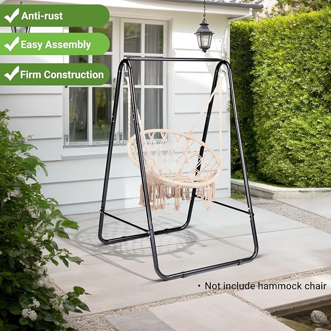 Premium Hammock Stand, Heavy Duty Steel Frame with Waterproof Coating, 600lb Capacity Outdoor Hanging Stand, Non-Slip Base for Secure Placement on Patio, Garden or Balcony