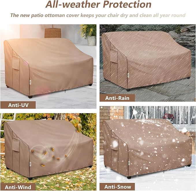 3-Seater Heavy Duty Patio Bench Loveseat Cover,100% Waterproof Outdoor Sofa Cover 79" W x 38" D x 35" H,Patio Furniture Couch Covers(Brown)