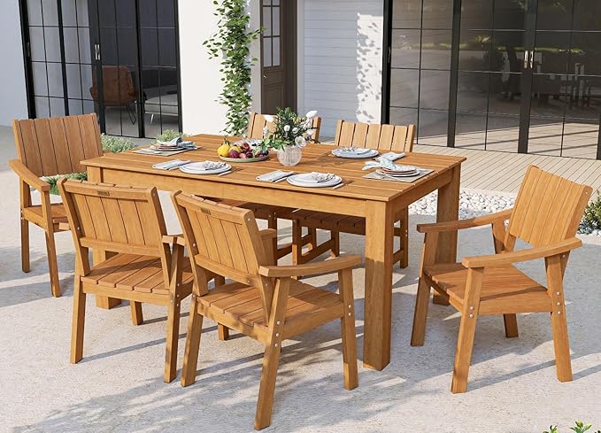 ZHUSI Patio Table and Chairs Set, Outdoor Table and Chairs,HDPE Outdoor Dining Set with Umbrella Hole for Backyard, Poolside
