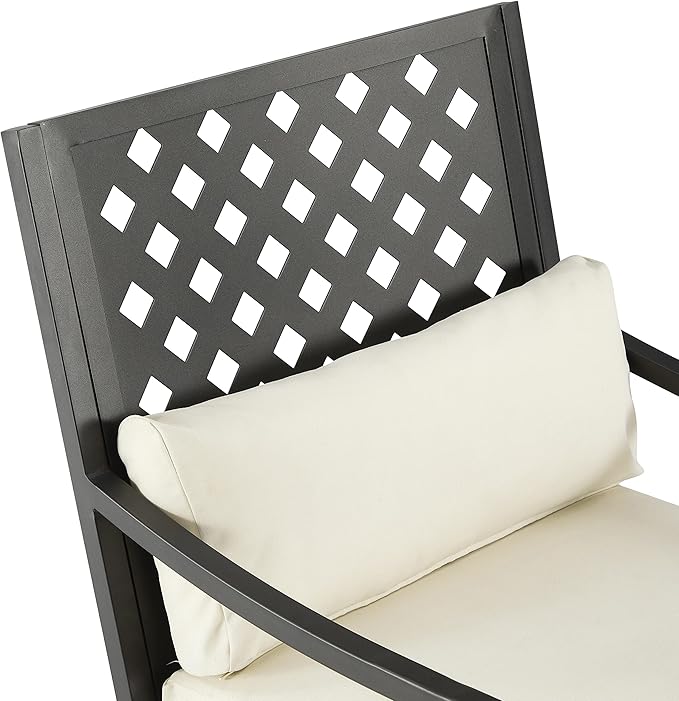 Crosley Furniture Alistair 4-Piece Outdoor Loveseat Patio Furniture Set, Conversation Sets for Porch, Deck, Matte Black with Creme Cushions