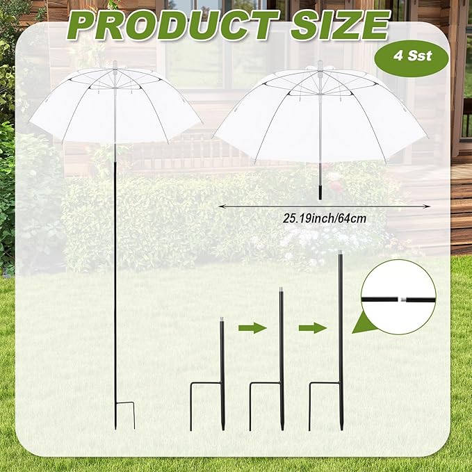 Abbylike 4 Pcs Plant Umbrella Transparent Garden Plant Umbrellas Adjustable Height Waterproof Portable Greenhouse Umbrella for Small Plants Potted Plants Garden Flower Beds (25 Inch,Clear)