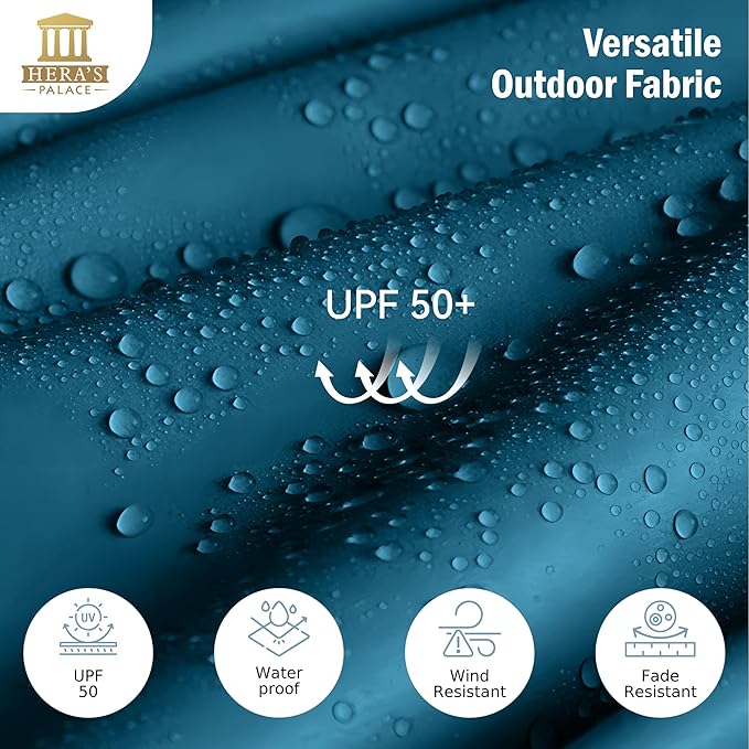 HERA'S PALACE Umbrella Patio Outdoor with Base 15ft Rectangle Table Double Market Umbrellas Clearance Large Included Stand for Deck Outside Pool Picnic Inground Yard Commercial (Cerulean)