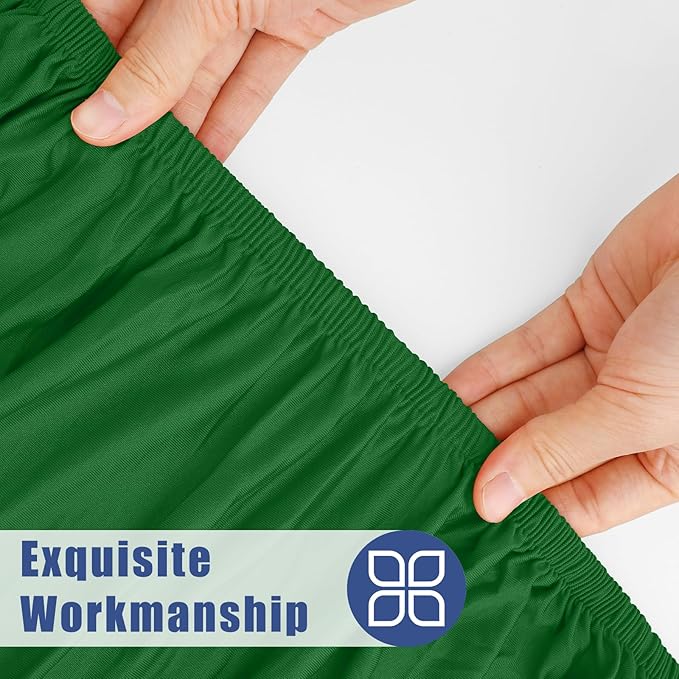 Moosfor Spandex 8 Foot Rectangle Table Cloth 2 Pack, Elastic Fitted Tablecloths for Picnic, Stretch Washable Patio Table Cover for Outdoor, Camping, Banquet and Parties (Emerald Green, 30"x96")