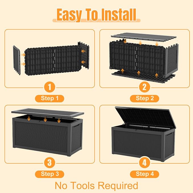 Outdoor Storage Box,320 Gallon Resin Deck Box,Waterproof & UV Resistant Lockable Package Delivery Bin,Toy Cabinet for Indoor & Outdoor