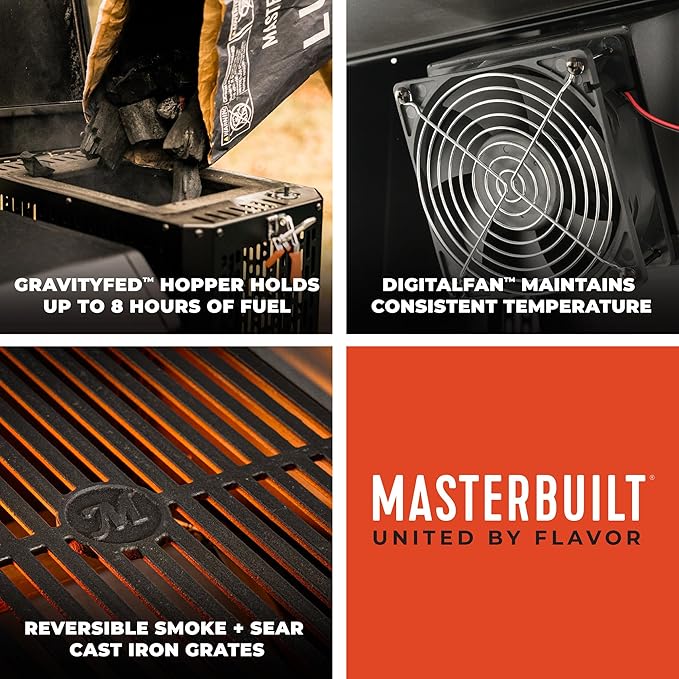 Masterbuilt® Gravity Series® 1050 Smoker Grill - Digital Charcoal Combo Grill with Free App, 1,050 Cooking Square Inches in Black, Model MB20041220