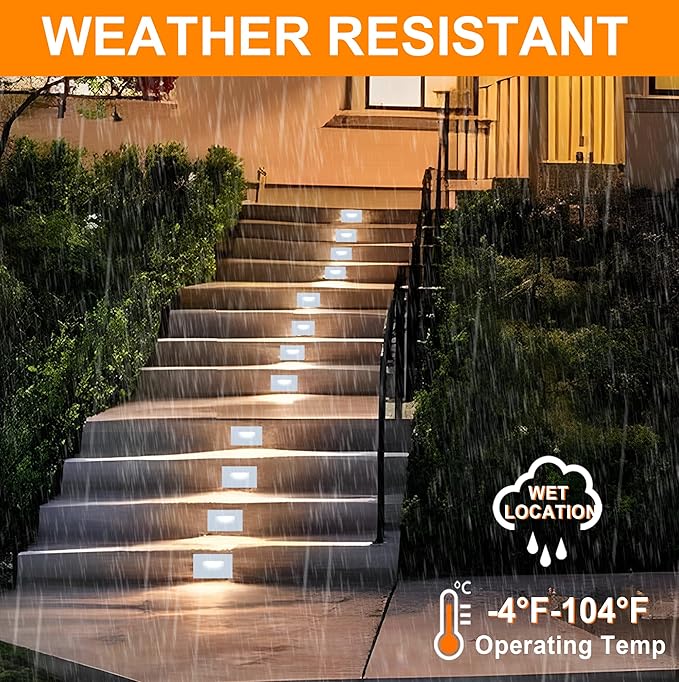 CLOUDY BAY 120V Dimmable LED Indoor Outdoor Step Light,3-Pack,3000K Warm White,Stair Light,White Finish