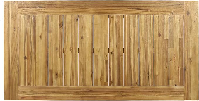 Christopher Knight Home Arly Acacia Wood Patio Dining Set for 6, Solid Wood Outdoor Dining Table Set for 6, 7 Piece Outdoor Dining Set with Rectangular Table and Wicker Backrest, Teak+Cream