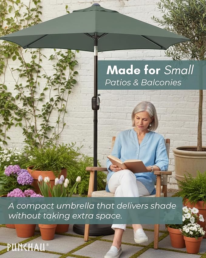 6 Ft Outdoor Patio Umbrella, Easy Open/Close Crank and Push Button Tilt Adjustment - Olive Market Umbrellas