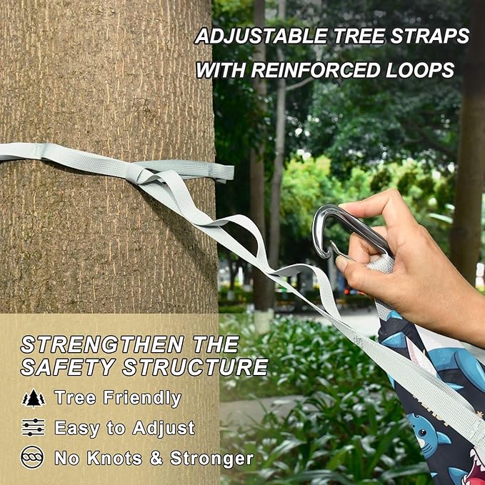 Camping Hammock Outdoor Hammocks for Outside Blue Dink Beach Trees Portable Lightweight with Pockets Tree Straps Indoor