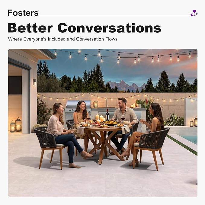 PURPLE LEAF 7 Pieces Round Outdoor Dining Set Outdoor Dining Table and Chairs Aluminum Wicker Rattan Patio Furniture Set for Lawn Garden Backyard Brown