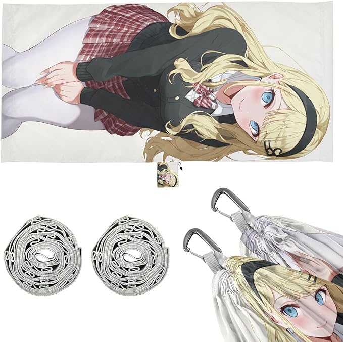 Anime School Girl Outdoor Hammock with Tree Straps Backyard Hammock for Outside Patio Backyard Poolside