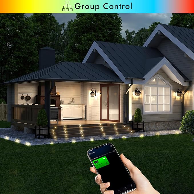 FVTLED WiFi Deck Lights, WiFi Controlled 30pcs Low Voltage LED Deck Lights Kit Φ1.38 Outdoor Recessed Step Stair Warm White LED Lighting Compatible with Alexa Google Home, Black