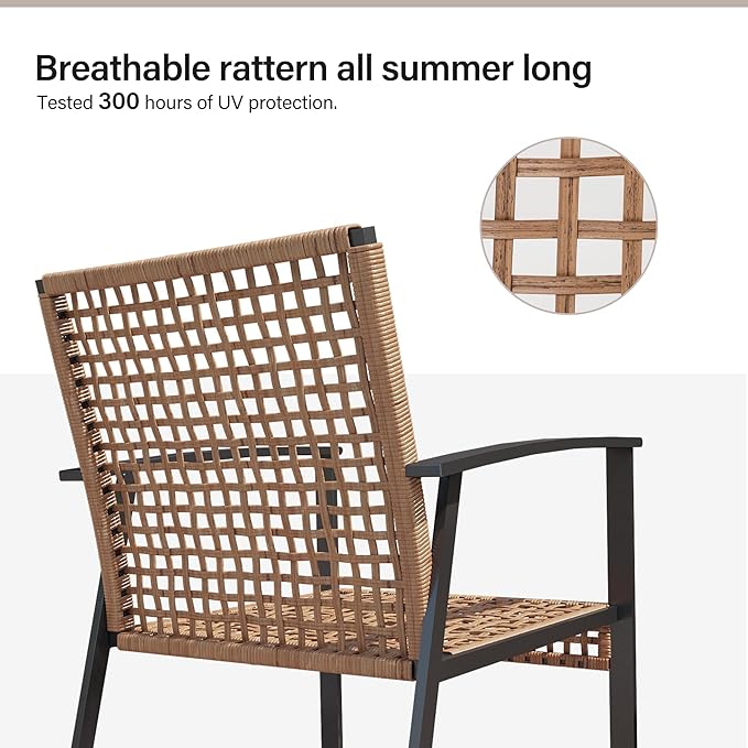 LAUSAINT HOME 4 Pieces Wicker Patio Conversation Set, Oversized Outdoor Furniture with Soft Cushions & 2 Tier Storage Coffee Table - for Backyard, Garden, Patio (Beige)