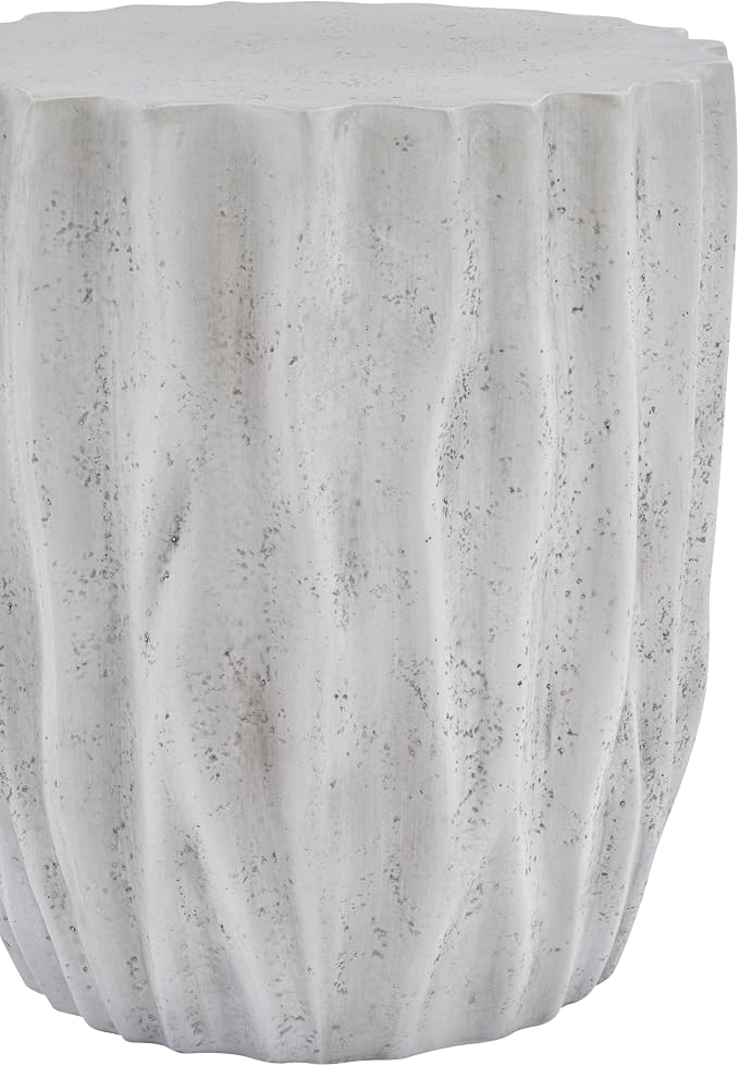 Christopher Knight Home Fairhill Outdoor Ribbed Side Table, Lightweight Concrete End Table, Accent Table with Wave Textured, Decorative Small Coffee Desk for Living Room Patio Balcony, Antique Grey