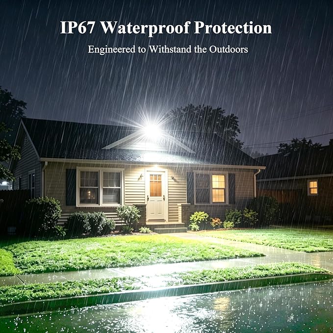 50W LED Flood Light, 7000LM LED Work Lights with Plug & Switch & 6.5 FT Cord, 6500K Security Light Outside, IP67 Waterproof Outdoor Floodlights with 6KV Surge Protection for Garden
