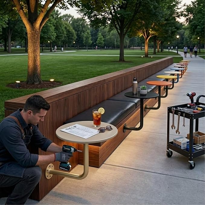 Wall Mounted Round Bar Table, Heavy Duty Iron Floating Desk, Space Saving Dining Table for Small Spaces, Waterproof Indoor/Outdoor Coffee Table